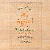Whimsical Love At First Spritz Funky Bruiloftsfees Acryl Uitnodigingen (Voorkant)