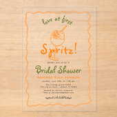 Whimsical Love bij het eerste Spritz Funky Vrijgez Acryl Uitnodigingen (Voorkant)