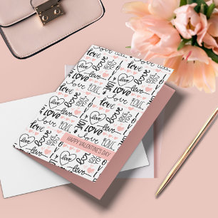 Whimsical Love Doodle Aangepaste Tekst  Kaart