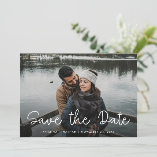 Whimsical Love | Drie foto Save The Date (Staand voorkant)