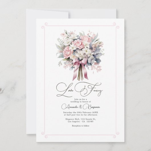 Whimsical Love Fancy Pastel Floral Wedding QR Code Kaart (Voorkant)