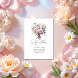 Whimsical Love Fancy Pastel Floral Wedding QR Code Kaart