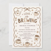 Whimsical Love is Brewing Coffee Bruidsfeest Kaart (Voorkant)