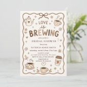 Whimsical Love is Brewing Coffee Bruidsfeest Kaart (Staand voorkant)