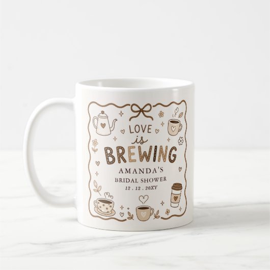 Whimsical Love is Brewing Coffee Bruidsfeest Koffiemok (Links)