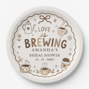 Whimsical Love is Brewing Coffee Bruidsfeest Papieren Bordje