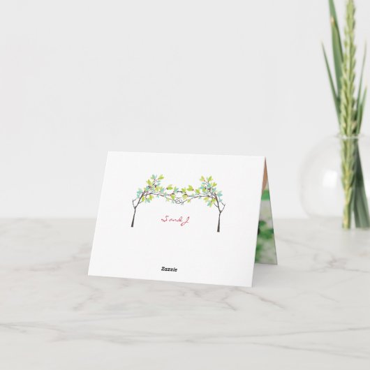 Whimsical Love Knot Spring Trees Wedding Bedankt (Achterkant)