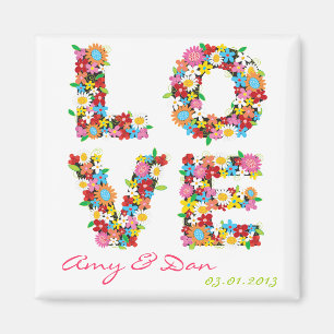 Whimsical LOVE Lente Bloemen Bloom Save The Date Magneet