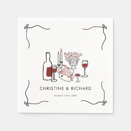Whimsical Love | Moderne Bruiloft  Servet (Voorkant)
