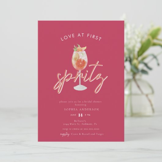 Whimsical Love op First Spritz Vrijgezellenfeest Kaart (Staand voorkant)
