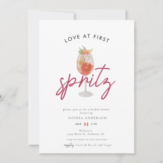 Whimsical Love op First Spritz Vrijgezellenfeest Kaart (Voorkant)