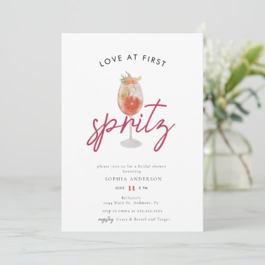 Whimsical Love op First Spritz Vrijgezellenfeest Kaart (Staand voorkant)