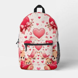 Whimsical Love Pattern Schooltas - Cute Cadeau voo Bedrukte Rugzak