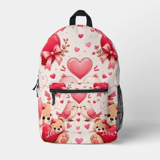Whimsical Love Pattern Schooltas - Cute Cadeau voo Bedrukte Rugzak (Voorkant)