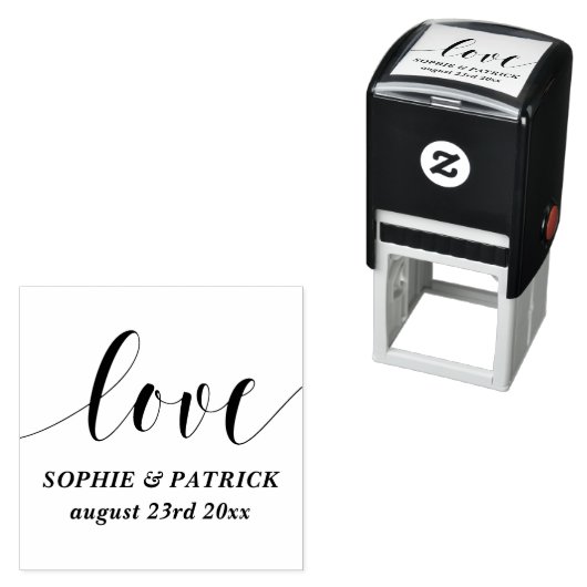 Whimsical Love Script Sla de datum op Zelfinktende Stempel (In situ)