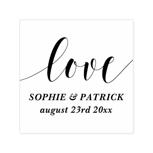 Whimsical Love Script Sla de datum op Zelfinktende Stempel (Design)