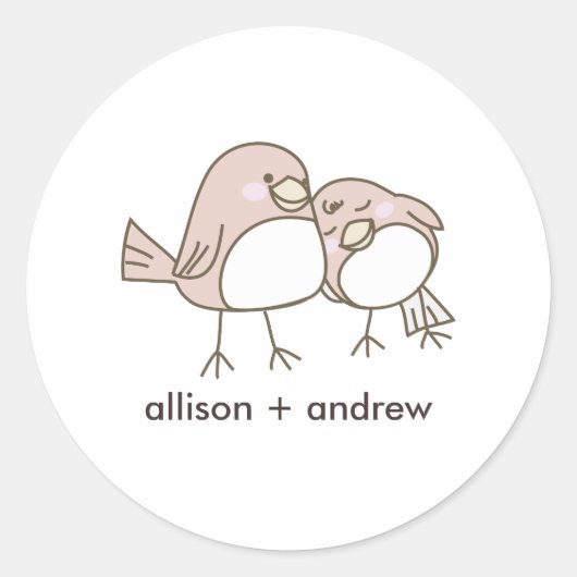 Whimsical Lovebird Wedding Envelope Seal Sticker (Voorkant)