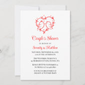 Whimsical Lovebirds Boho Red Heart Bridal Shower Kaart (Voorkant)