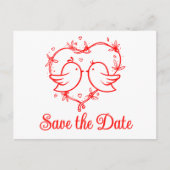 Whimsical Lovebirds Boho Red Wedding Save the Date Aankondigingskaart (Voorkant)
