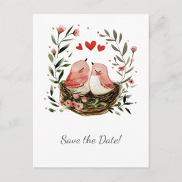 Whimsical Lovebirds Save The Date | Aankondigingskaart