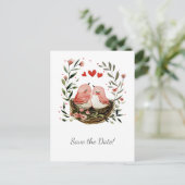 Whimsical Lovebirds Save The Date | Aankondigingskaart (Staand voorkant)