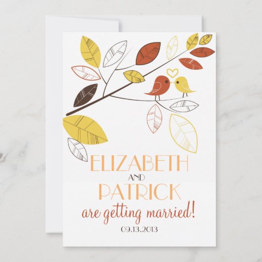 Whimsical Lovebirds Wedding Kaart (Achterkant)