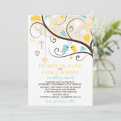 Whimsical Lovebirds Wedding Kaart (Staand voorkant)