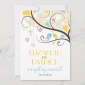 Whimsical Lovebirds Wedding Kaart (Achterkant)