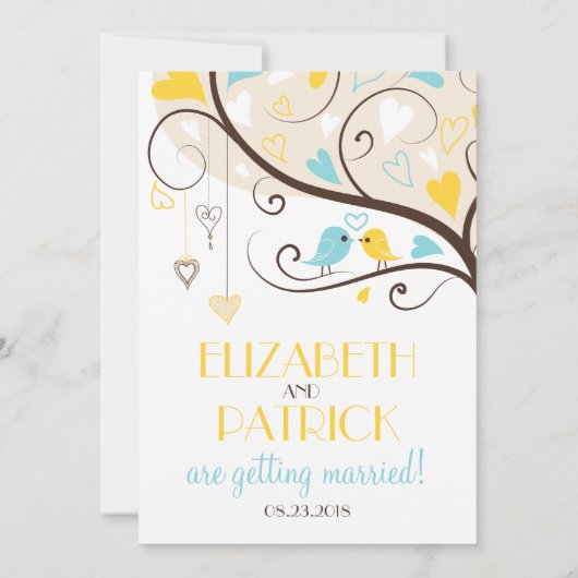 Whimsical Lovebirds Wedding Kaart (Achterkant)