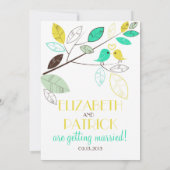 Whimsical Lovebirds Wedding Kaart (Achterkant)