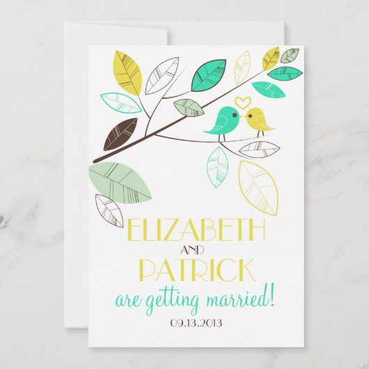 Whimsical Lovebirds Wedding Kaart (Achterkant)