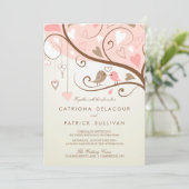 Whimsical Lovebirds Wedding Kaart (Staand voorkant)