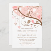 Whimsical Lovebirds Wedding Kaart (Voorkant / Achterkant)