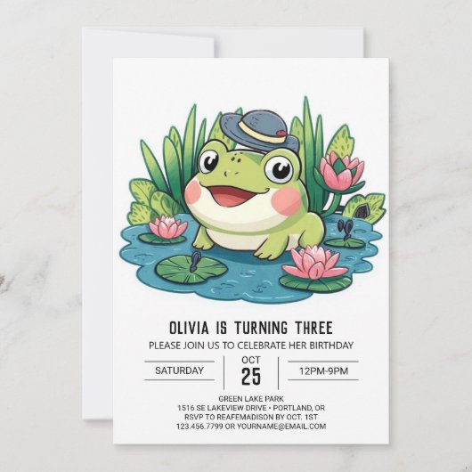 Whimsical Lovely Frog Digitale Verjaardag Kaart (Voorkant)
