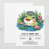 Whimsical Lovely Frog Digitale Verjaardag Kaart (Voorkant / Achterkant)