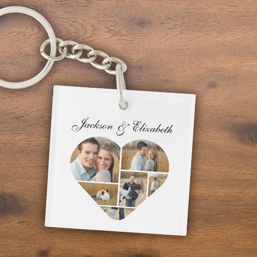 Whimsical Lovely Heart Gepersonaliseerde Fotocolla Sleutelhanger