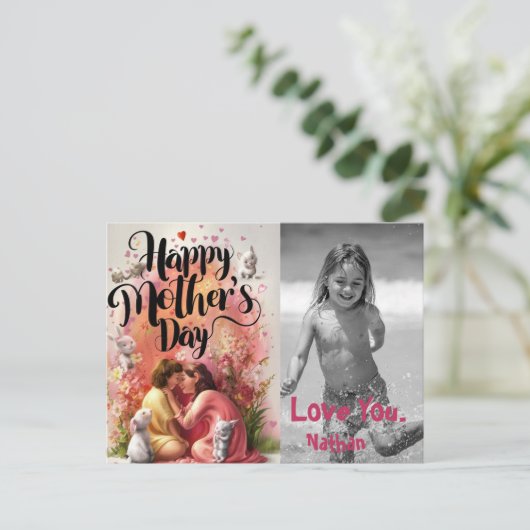 *~* Whimsical Loving Moederdag Foto AP72 Feestdagenkaart (Staand voorkant)