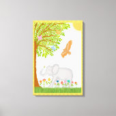Whimsical Lucky Elephant Nursery Scene Design Canvas Afdruk (Voorkant)