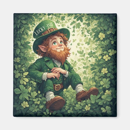 Whimsical Lucky-ish Leprechaun Lush Forest Magical Magneet (Voorkant)
