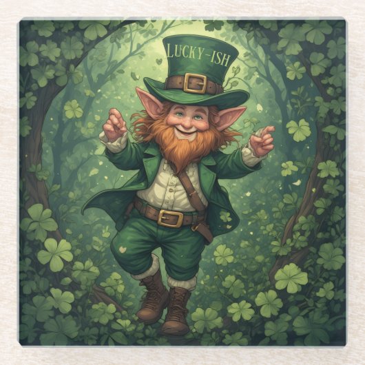 Whimsical Lucky-ish Leprechaun Lush Forest Nursery Glazen Onderzetter (Voorkant)