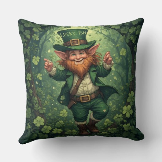 Whimsical Lucky-ish Leprechaun Lush Forest Nursery Kussen (Achterkant)