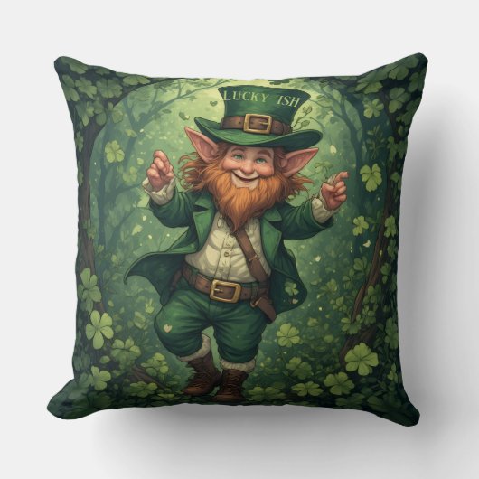 Whimsical Lucky-ish Leprechaun Lush Forest Nursery Kussen (Voorkant)