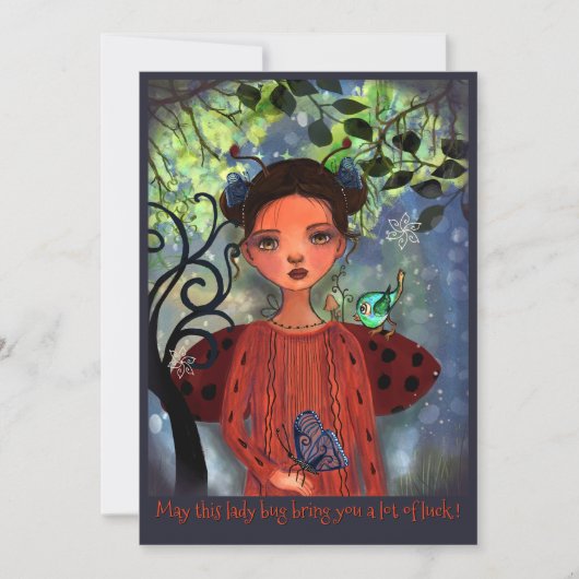 Whimsical Lucky Ladybug Get Well Card Feestdagenkaart (Voorkant)