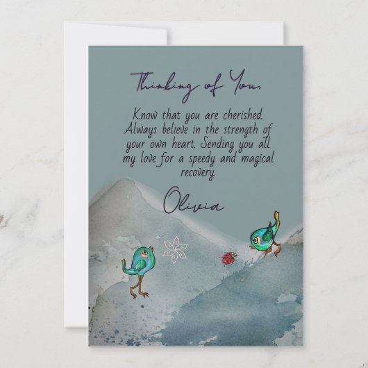 Whimsical Lucky Ladybug Get Well Card Feestdagenkaart (Achterkant)