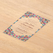 Whimsical Luxe Ivoor Bloemen Stijl Border Wedding Acryl Uitnodigingen (Laagn)