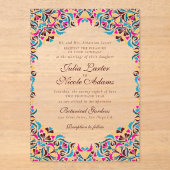 Whimsical Luxe Ivoor Bloemen Stijl Border Wedding Acryl Uitnodigingen (Voorkant)