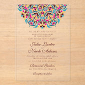 Whimsical Luxe Ivoor Bloemen Stijl Border Wedding Acryl Uitnodigingen (Voorkant)