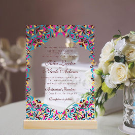 Whimsical Luxe Ivoor Bloemen Stijl Border Wedding Acryl Uitnodigingen