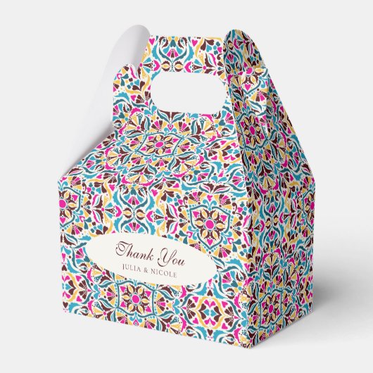 Whimsical Luxe Ivoor Bloemen Stijl Border Wedding Bedankdoosjes (Achterkant)