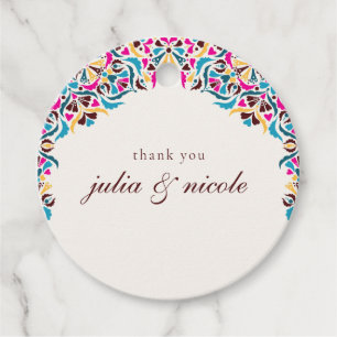 Whimsical Luxe Ivoor Bloemen Stijl Border Wedding Bedankjes Labels